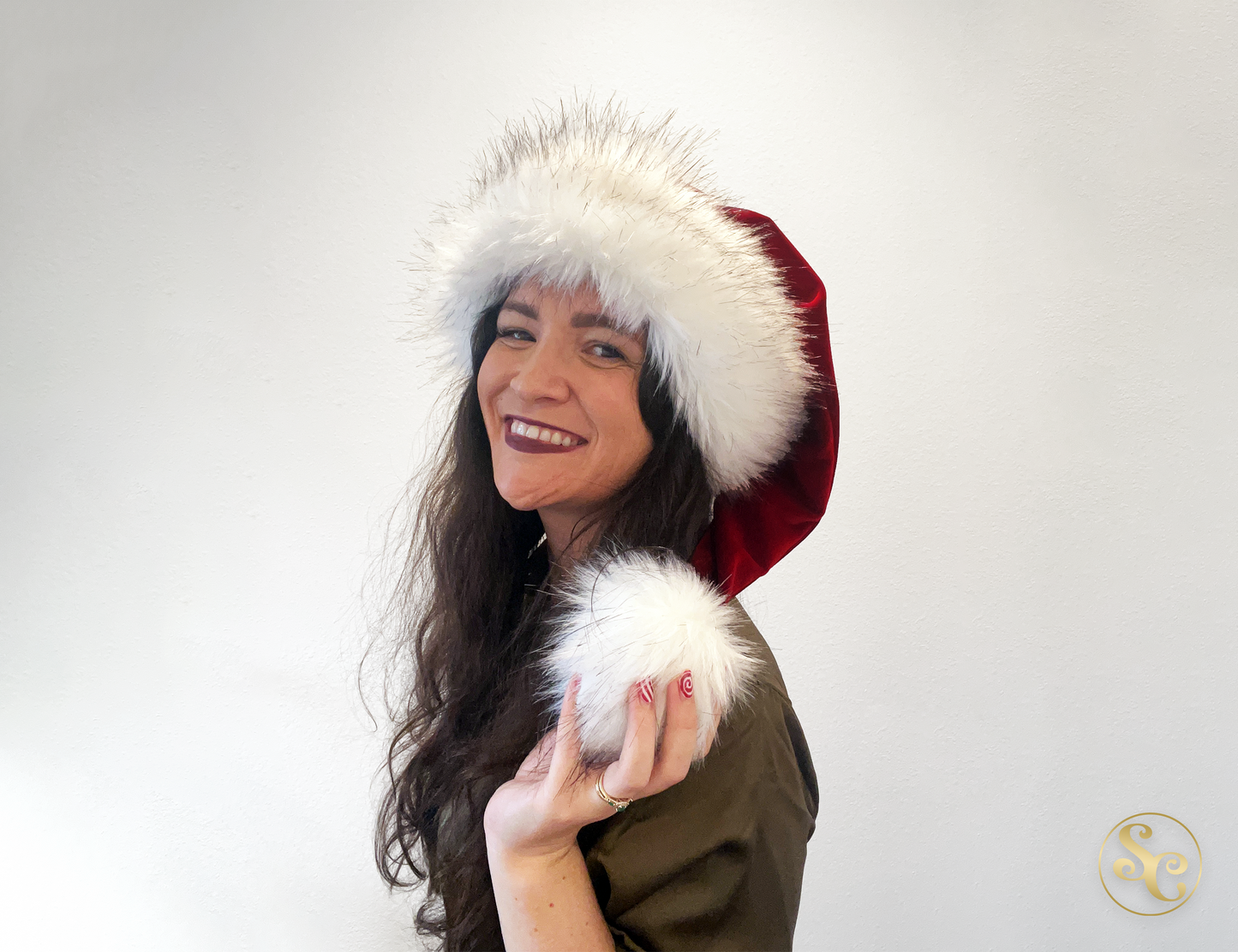 Classic Cherry Berry Burgundy Santa Hat