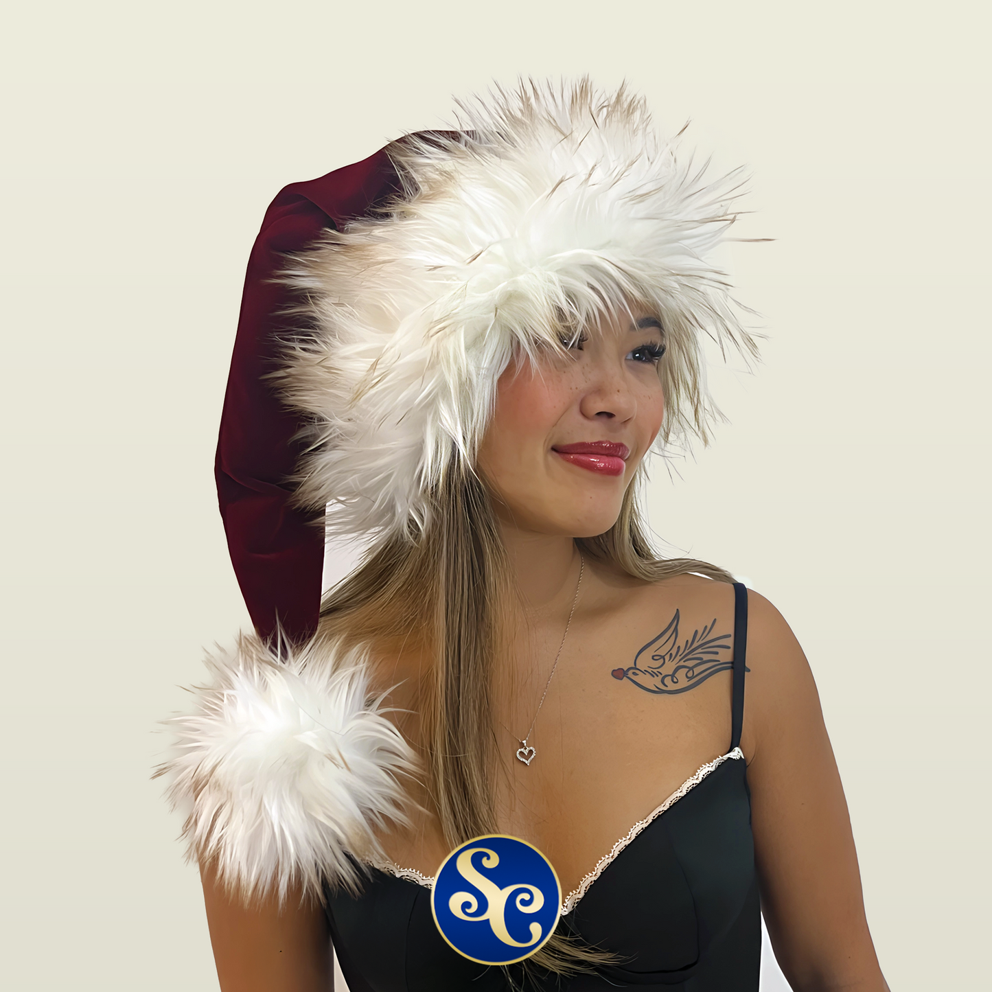 Classic Cherry Berry Burgundy Santa Hat