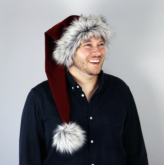 Cherry Berry Burgundy Santa Hat