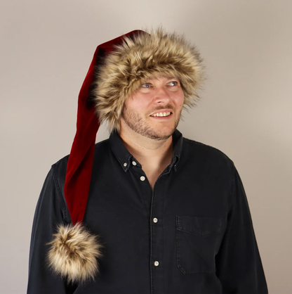Cherry Berry Burgundy Santa Hat