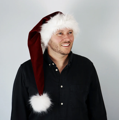 Cherry Berry Burgundy Santa Hat
