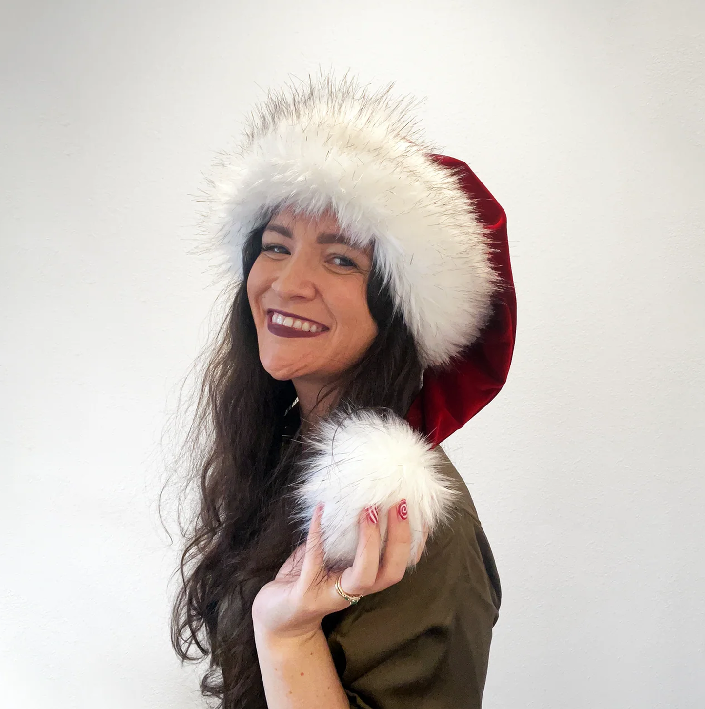 Classic Cherry Berry Burgundy Santa Hat
