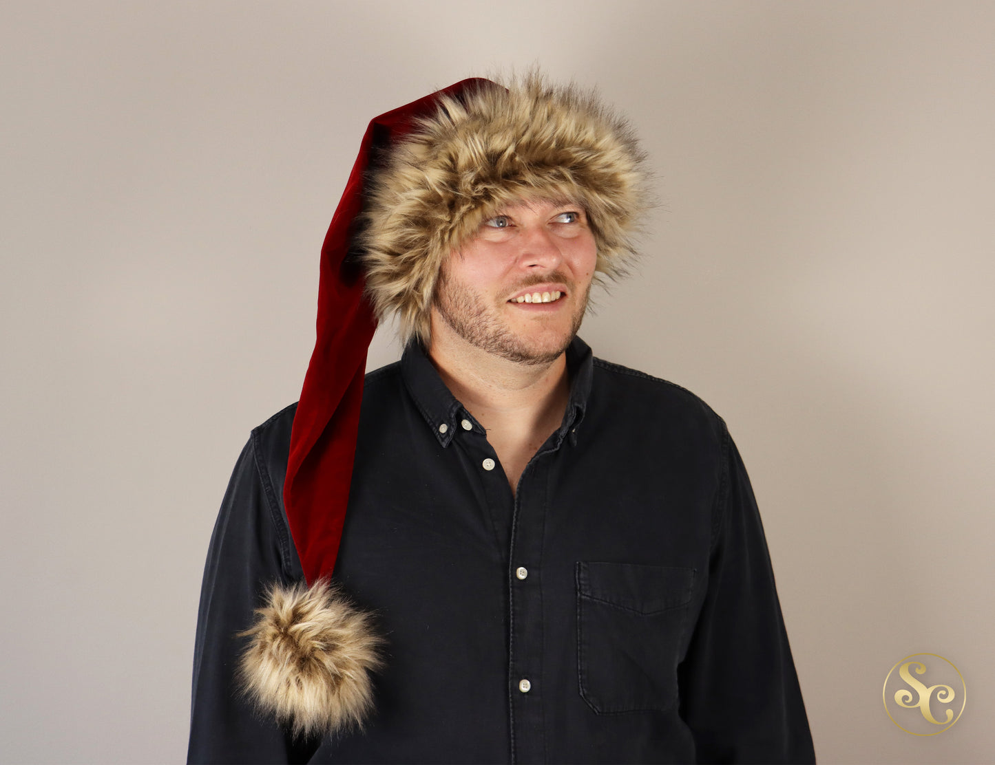 Cherry Berry Santa Hat - Husky Tan (48679091110153)